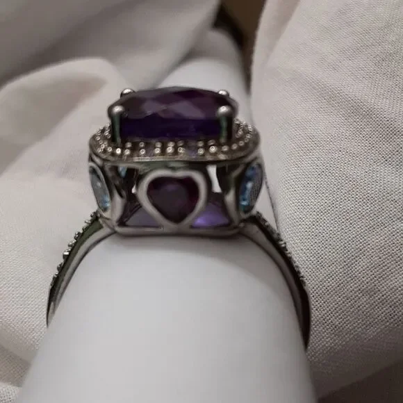 925 Genuine African Amethyst,  Rhodoilte Garnet & Blue Topaz. - Picture 5 of 16